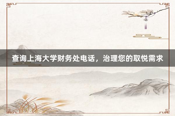 查询上海大学财务处电话，治理您的取悦需求