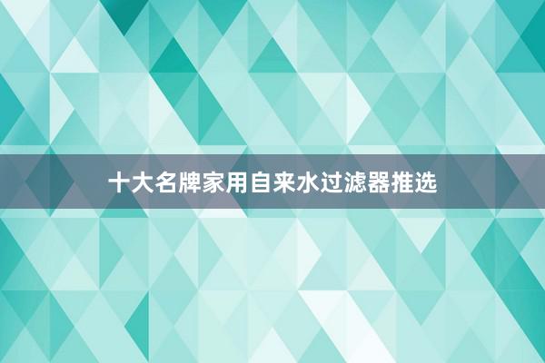 十大名牌家用自来水过滤器推选